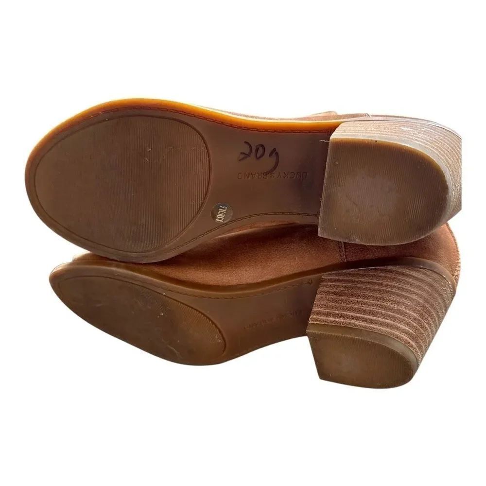 Lucky Brand Womens LK Barren Heeled Booties Brown Leather Open Toe 8.5 - Picture 7 of 11